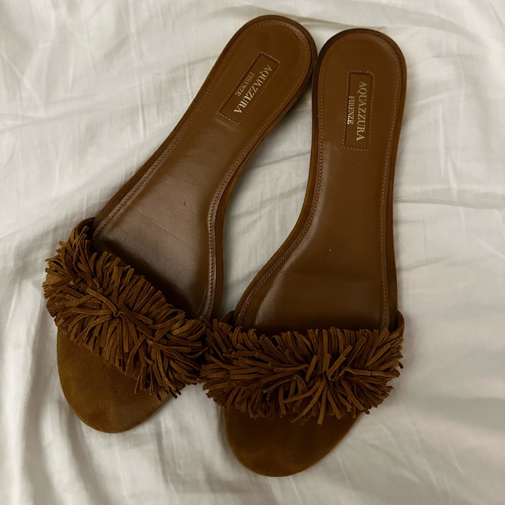 AUTHENTIC AQUAZZURA WILD THING FRINGE SANDALS
